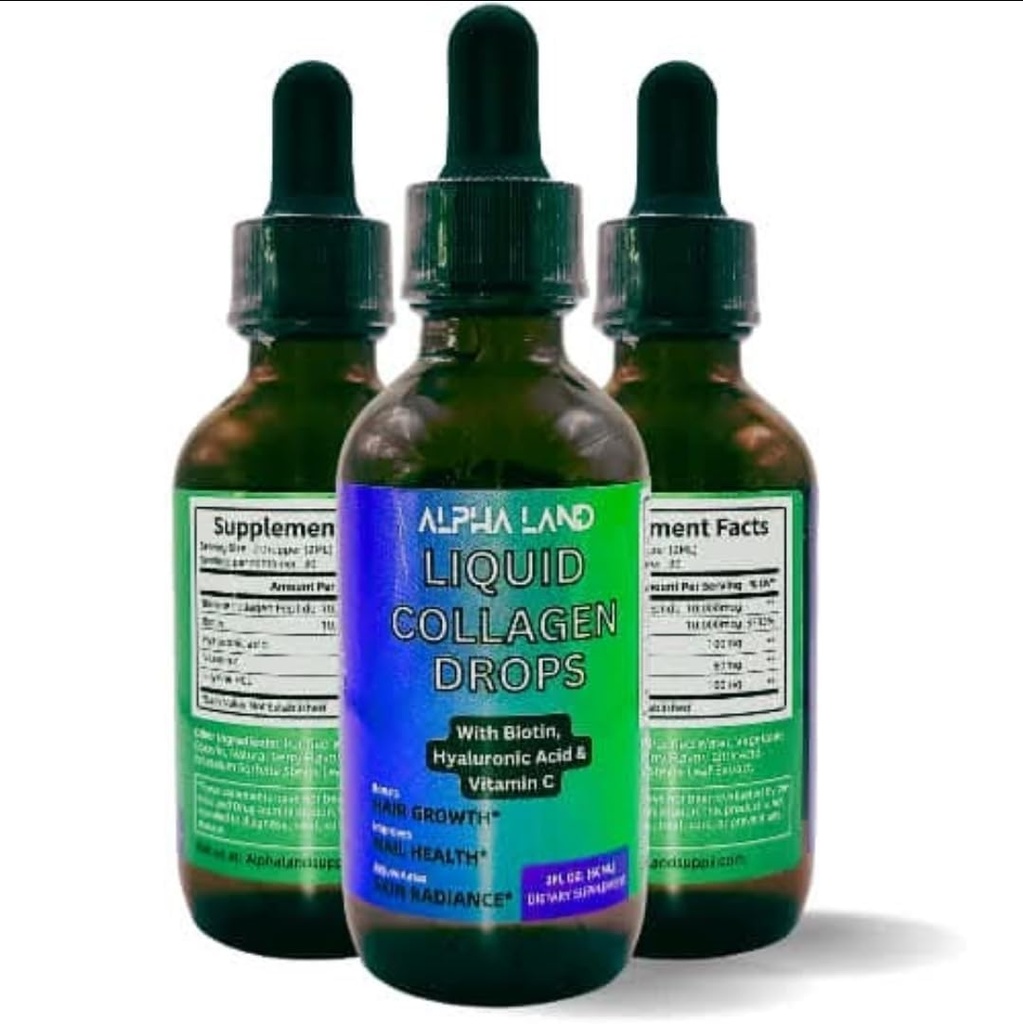 Sıvı Collagen Drops with Hyaluronic Acid, Biotin ve C vitamini - Skin Hydration, Saç Büyümesi ve Çiçek Kuvveti için Anti-Aging Supplement - 2 fl oz Beauty Serum