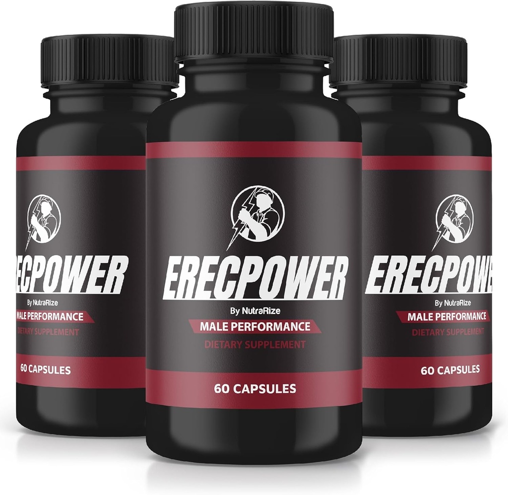 (3 Pack) Erkekler için ErecPower, Resmi ErecPower Pills, All Natural Male Supplement, Capsule to Boost Energy and General Health, Erec Power Support for Peak Performance, Vitamin, Review (180 Capsules)