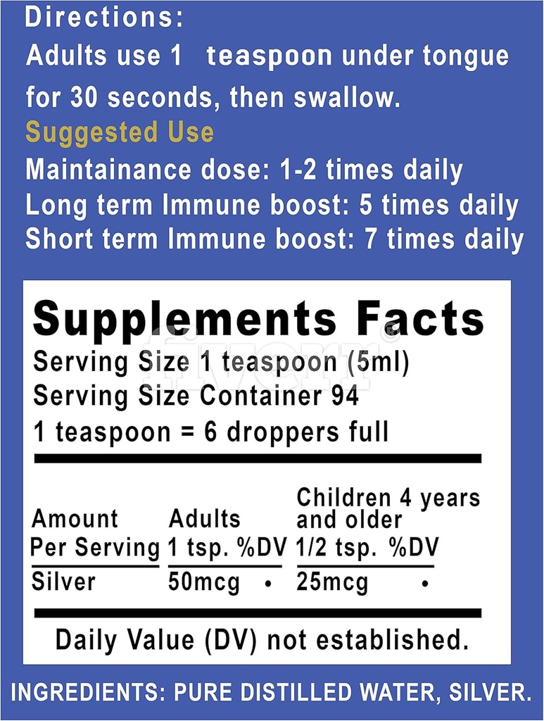 Colloidal Silver Liquid - 16 oz Glass Şişe Silver Holisitcs