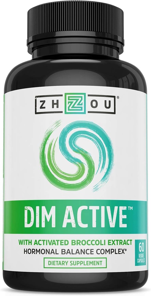 Zhou DIM Active - DIM Supplement, Kadınlar ve Erkekler için Hormon Dengesi, 250 mg Diindolylmethane ile Hormonal Destek - 60 Vegan Capsules