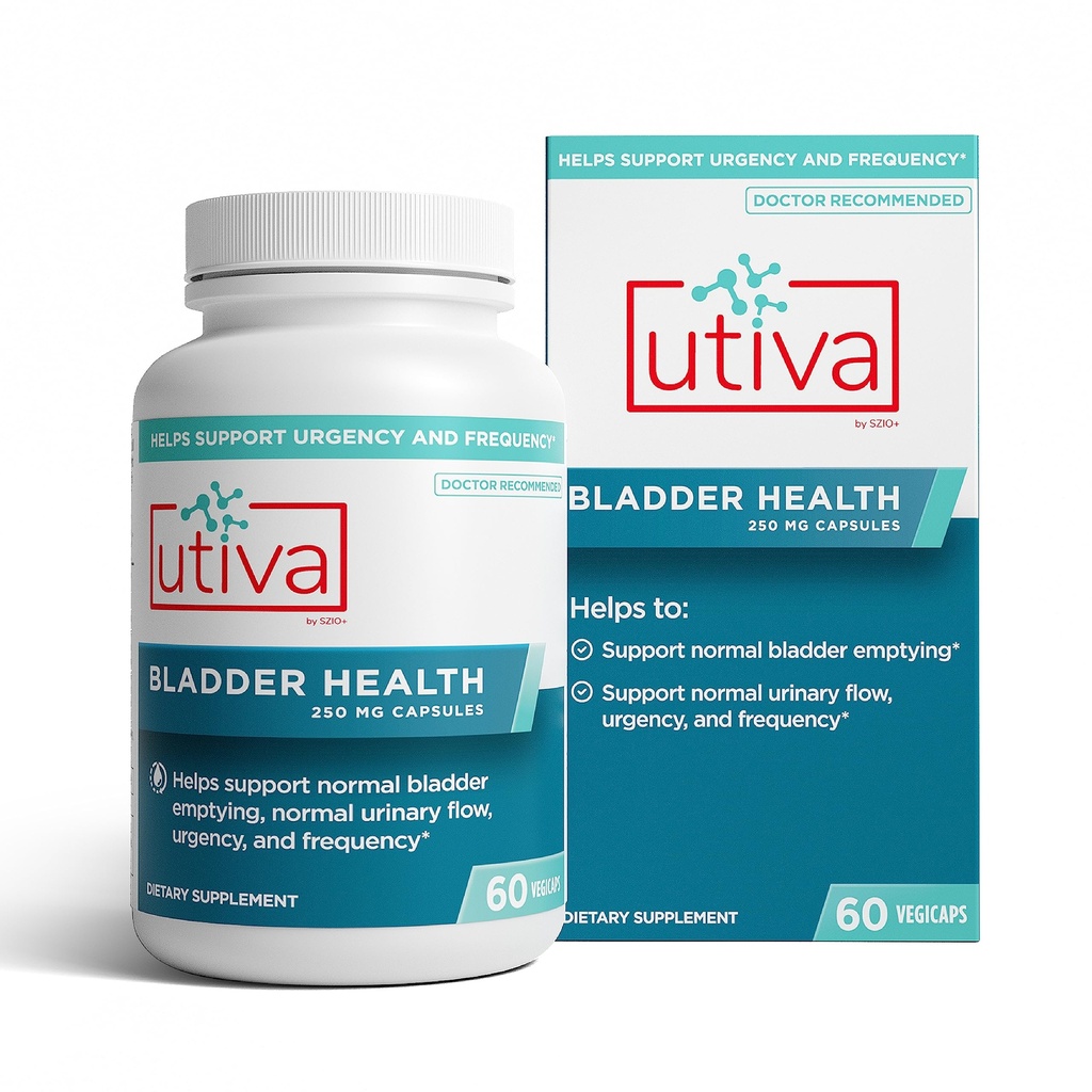 Szio+ Utiva Bladder Health - Overactive Bladder ve Lower Urinary Tract Health - Klinik olarak Frekans ve Urgency - 60 Capsules