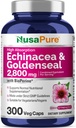 NusaPure Echinacea Goldenseal 200 mg, (Extract 10:1, Equivalent to 2,000 mg), 200 mg, (Extract 4:1, Equivalent to 800 mg) - 2800 mg 300 Veggie Caps (Vegetarian, Non-GMO, Vegan)