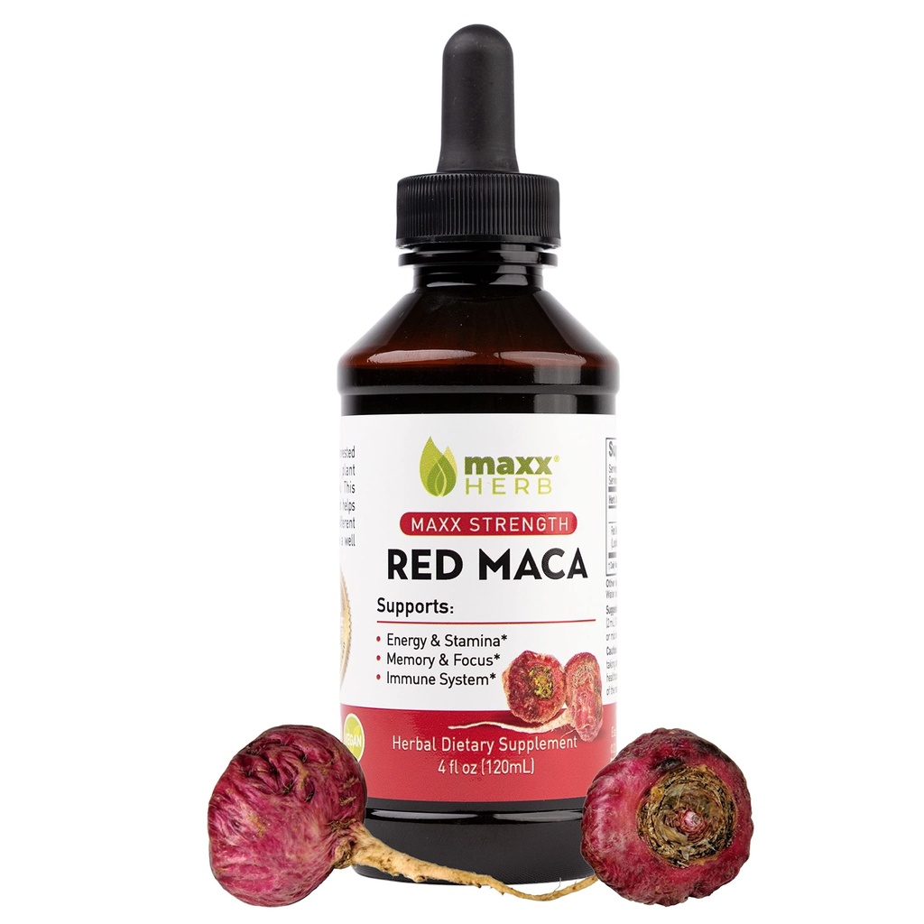 Maxx Herb Red Maca Root Extract - Max Strength Liquid Drops Absorb Better Than σκόνη ή κάψουλες, για Stamina, Memory and Focus - 4 Oz μπουκάλι (60 εξυπηρετούν)