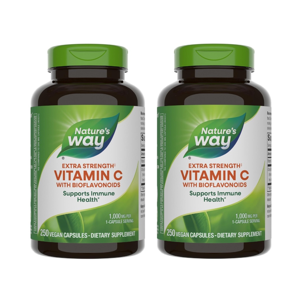 Nature's Way Extra Strength (1) Vitamin C with Bioflavonoids, Supports Immune Health*, Medical Skin için Collagen Production for Health Skin*, 1.000 mg per Capsule, 250 Vegan Capsules (Pazarlama)