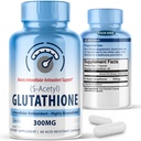 S-Acetyl L-Glutathione 300 mg - 60 Asit-Resistant Capsules, High Bioavailability S Acetyl Glutathione Supplements for Liver & Skin Health, Supplement Antioksi Support Capsules