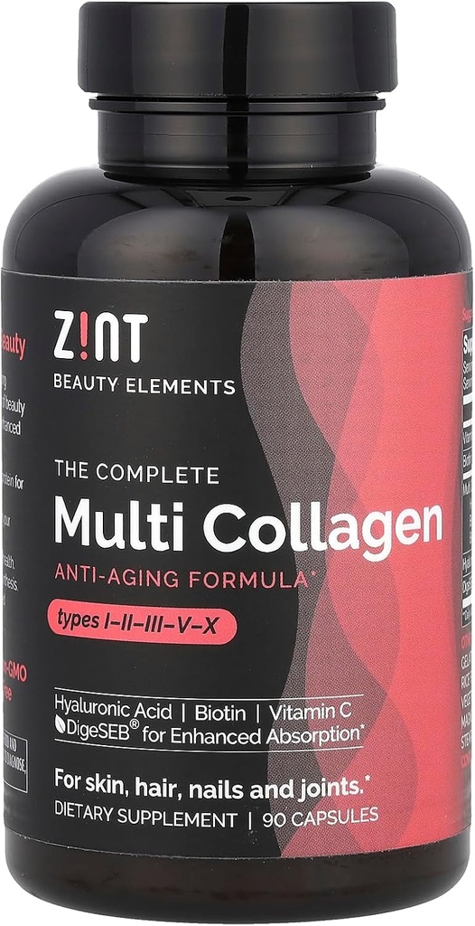 Zint Multi Collagen Pills - Saç için Collagen Supplements, Skin, Nails & Ortak Sağlık - Hydrolyzed Collagen Supplement with Type I, III, V, X Collagen,, 90 Count