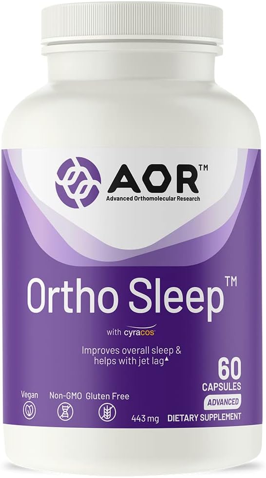 AOR, Ortho Sleep, General Sleep & Helps with Jet lag, Natural Supplement with GABA, Melatonin, L-Theanine, Vegan, 30 Hizmet (60 Capsules)