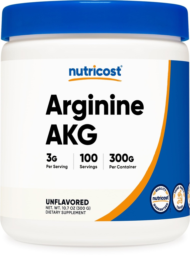 Nutricost Arginine AKG Powder 300 Grams (AAKG) - 3G Per Serving & 100 Servings - Καθαρή Arginine Alpha Ketoglutarate