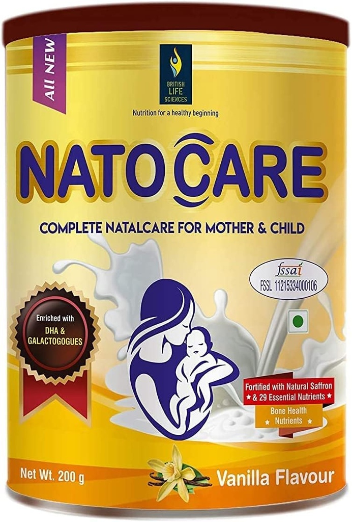 BETT British Life Sciences Natocare | Emzirme ve Lactating Mothers | Shatavari, Silymarin & Fenugreek Ekstraksiyon | Vanilla Flavour | 200 g