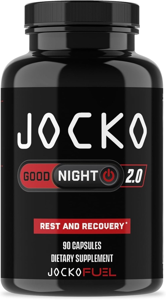 Jocko Καύσιμο Καλή Νύχτα Φυσική Βοήθεια για τον Ύπνο για Ενήλικες - χάπια ύπνου για την ανάπαυση & την αποκατάσταση, Μη-Habbit που αποτελούν με ταρτάρ Cherry Extract, L-Θεανίνη, Λεβάντα, και Λεμονό Balm (90 κάψουλες) Συσκευασία Μαΐου Vary