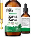Wild & Organic Kava Kava Tincture 400 mg - Mood Support Supplement - Calming Root Extract Liquid Drops - 2-Month Supply - Vegan, Sugar & Alkol Ücretsiz Drops - 2 fl ozz