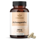HERBAMAMA Ashwagandha Capsules - 1500 mg Pure Ashwagandha Root Focus Supplement - Vegan, Non-GMO Mood & Calm Support Supplement for Yetişkinler, 100 Caps