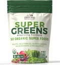 Ülke Çiftleri Super Greens Natural Flavor, 50 Organik Süper Gıdalar, USDA Organik İçecek Mix, Meyveler, Sebzeler, Süper Yeşiller, Fiber, Mushrooms & Probiyotiks, Supports Energy, 60 Hizmetler, 900g