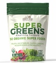 Ülke Çiftleri Super Greens Natural Flavor, 50 Organik Süper Gıdalar, USDA Organik İçecek Mix, Meyveler, Sebzeler, Süper Yeşiller, Fiber, Mushrooms & Probiyotiks, Supports Energy, 60 Hizmetler, 900g