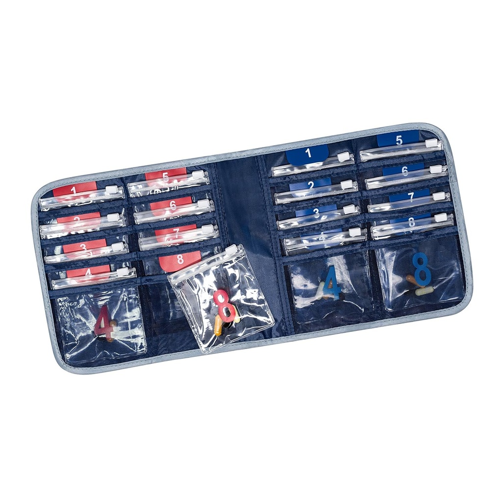 Lewis N. Clark AM/PM Katladı Pill Organizer + Tamam Case for OTC Medicine, Navy