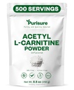 Purisure Acetyl L-Carnitine Toz, 250g, ALCAR Toz, Amino Asit Supplement, Acetyl L-Carnitine Supplement for Better Cognitive Performance and Muscular Endurance, Gluten Free, Non-GMO, 500 Hizmetler