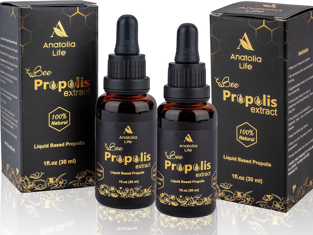 Doğal Arı Propolisi, 30 mL, Advanced Liquid Tincture Immune System Branson ve Mevsimlik Savunma, Pure High Potency Herbal Supplement, Non-GMO (Propolis (2) Pack) ...