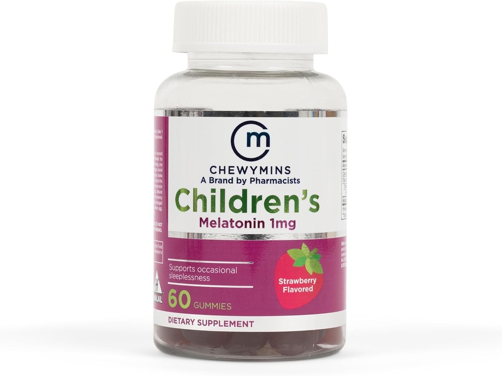 Halal Çocuk Melatonin Gummies - Strawberry, Orange ve Lemon Flavor - Non-GMO, Organik - Destekler Uyku - 60 Gummies