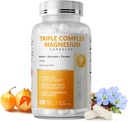 Triple Kompleksi - Magnezyum Glycinate, Taurate & Malate Supplement with Omega3, Ashwagandha, GABA for Sleep, Brain Heart & Muscle Support - High Abxia and Gentle, Vegan, 120 Capsules
