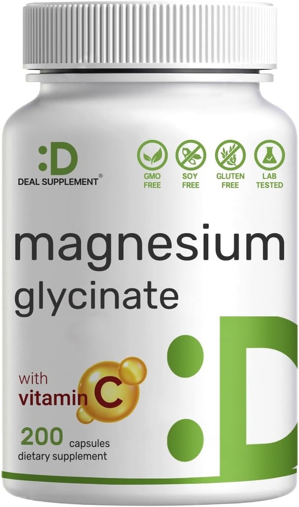 Magnezyum Glycinate 500 mg Per Capsule (1000 mg Per Servisi) Plus Vitamin C, 240 Capsules - Easy Abors için% 100 Chelated - Essential Mineral Supplement