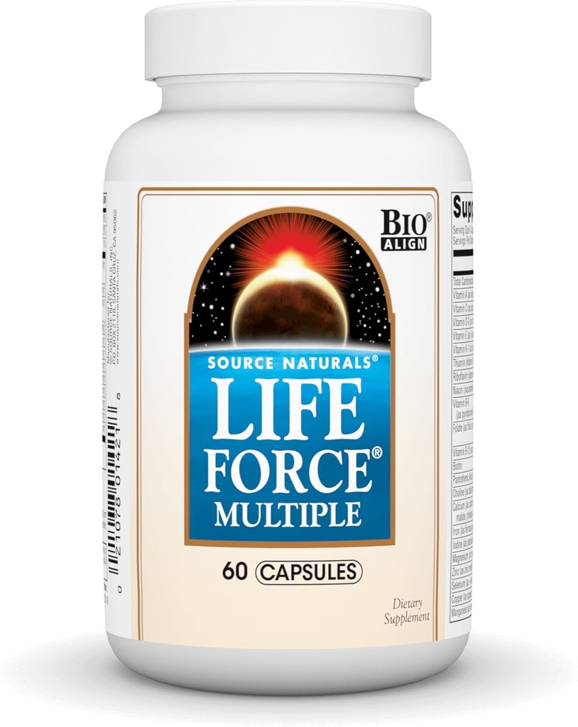 Source Naturals Life Force multiple Daily Multivitamin High Potency Essential Vitamins, Mineraller, Antioksis & Nutrients - Energy & Immune Boost* - 60 Capsules
