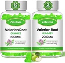 2 Πακέτο Organic Valerian Root Gummies, συμπλήρωμα βοτάνων για την υποστήριξη χαλάρωσης και διάθεσης, Gummies ύπνου Χωρίς μελατονίνη για ενήλικες, Vegan, μη-GMO, Apple Γεύση, 120 Count