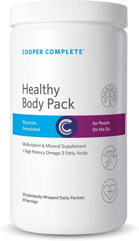 Cooper Complete - Healthy Body Pack - Καθημερινή συσκευασία βιταμίνης με πολυβιταμίνη & Omega-3 Fish Oil - 30 πακέτα ανά φιάλη. Συσκευασία των 2
