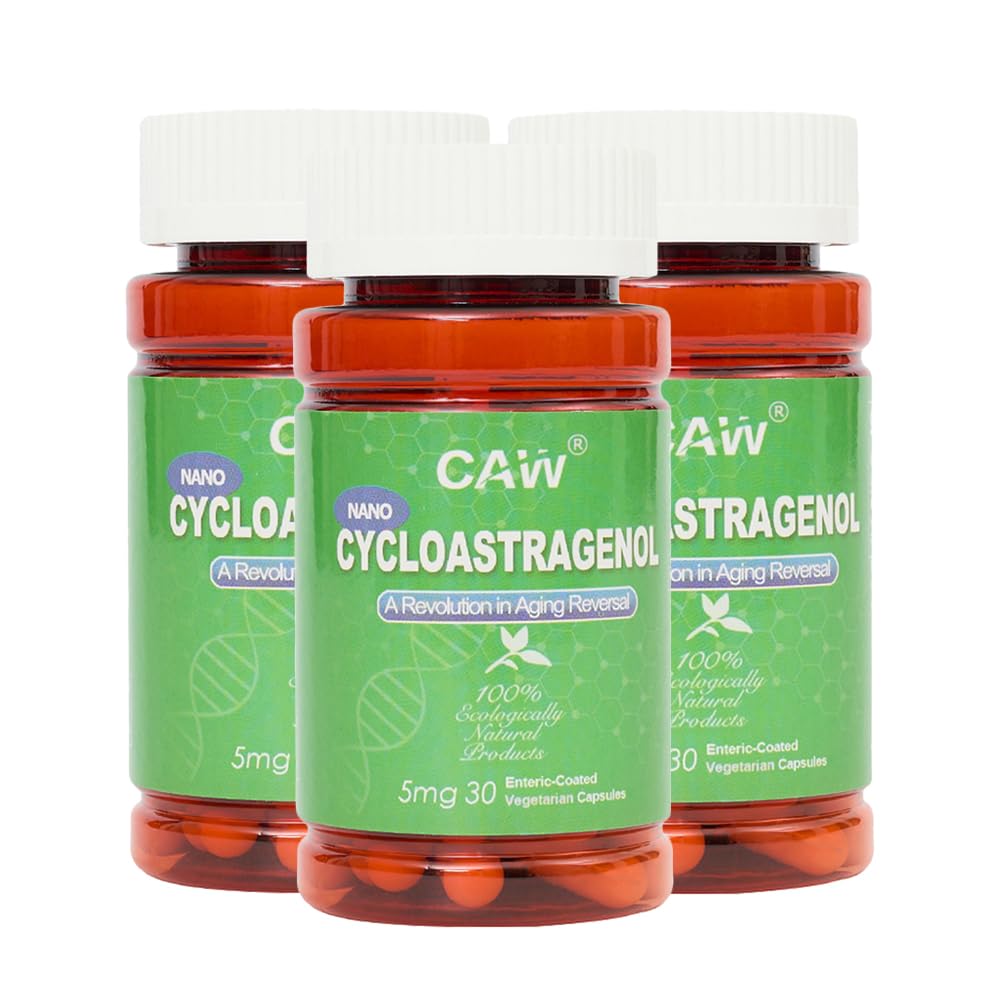 CAW Nano Cycloastragenol 98 5 mg 30 Caps | Anti-Aging Telomere Plus | ABD'de Yapılacak | Daha İyi Aborpsiyon | İnic-Coated Vegetarian Capsules 3 Şişes