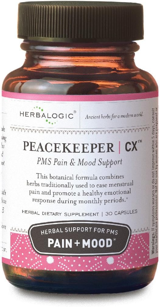 Herbalogic - Peacekeer CX Herb Κάψουλες - Μειώνει PMS Σχετικά Mood Swings - Μειώνει Cramps & Pain Associated with Monthly Periods - Περιέχει Turmeric & Corydalis - 30 Cap Count