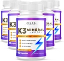 ZELSO (5 Pack) K3 Χάπια απώλειας ορυκτού βάρους για γυναίκες και άνδρες, K3 Χάπια ορυκτού - K3 Αλάτι Ορυκτό, Βιταμίνη + K3 Κάψουλες συμπλήρωμα για την απώλεια βάρους Κέτο - 5 μήνες προσφοράς
