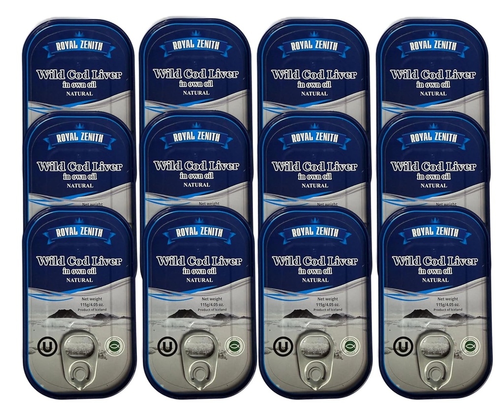 Royal Zenith İzlandaic Wild Cod Liver 4.05oz /115g Pack 12