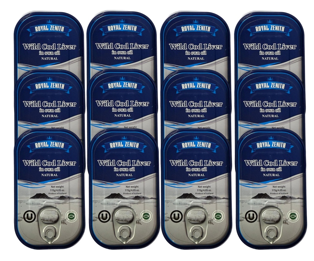 Royal Zenith İzlandaic Wild Cod Liver 4.05oz /115g Pack 12