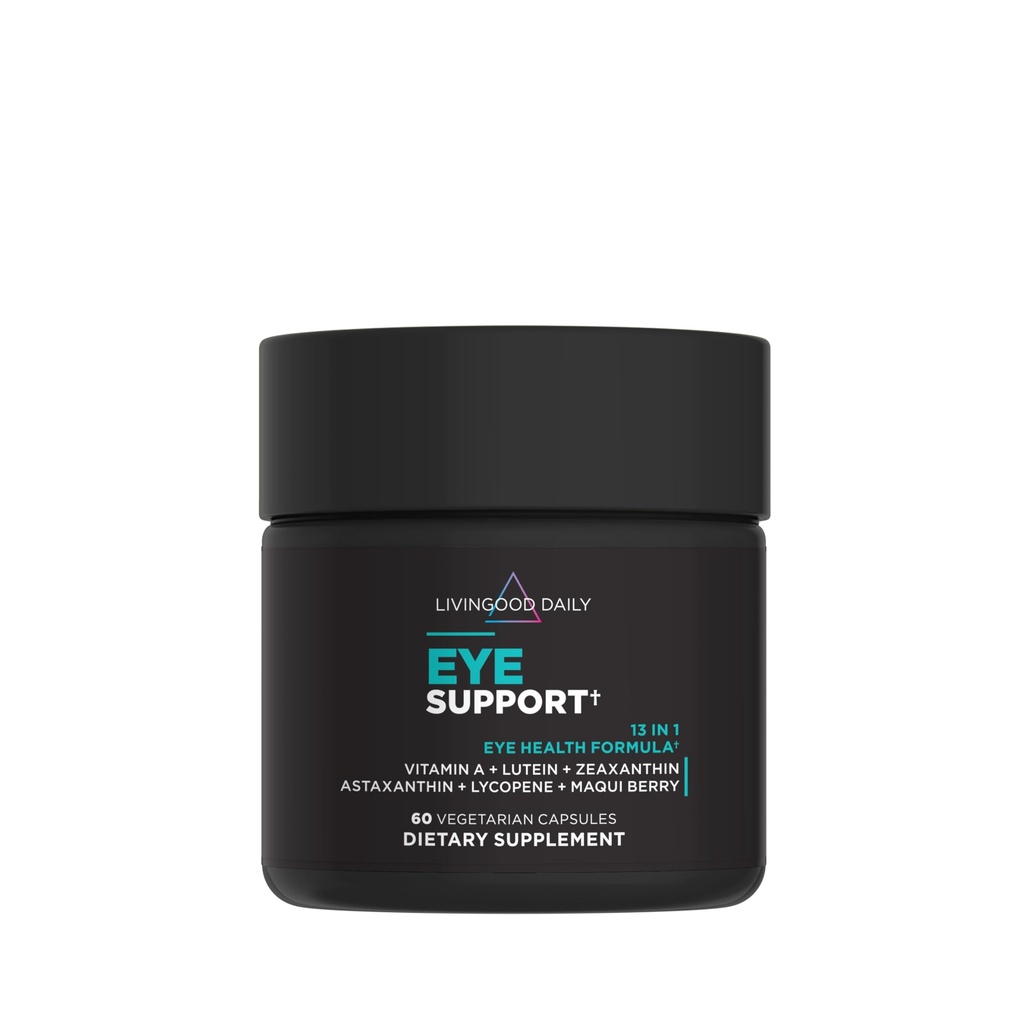 Livingood Daily Eye Support, 13-in-1 Vision Supplement with Lutein, Zeaxanthin, Astaxanthin, Vitamin A, Lycopene, Maqui Berry & More, Sağlıklı Gözler, Blue Light Protection, Vegan, 60 Capsules