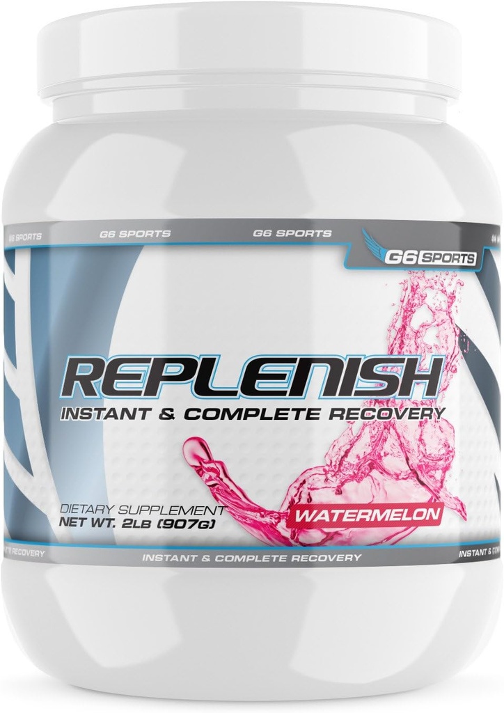 G6 Spor Beslenme Replenish Instant & Complete Recovery (Post Workout Formula, 11g of BCAAs & EAAs, 20g Whey proteini, 1000 mgtine MagnaPower, Zero Refined Sugars) – 2lb Jar – Watermelon