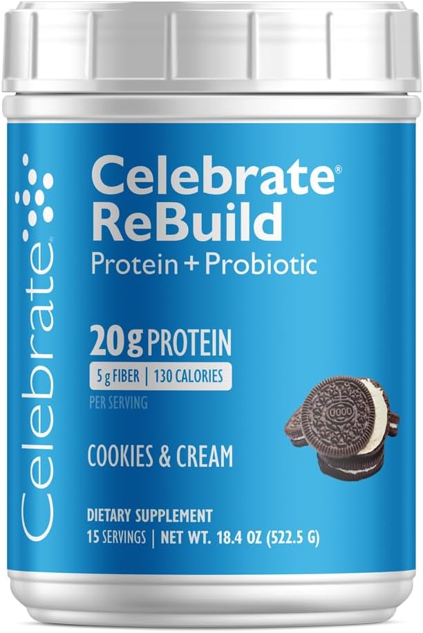 Probiyotiks & Prebiyotiks ile Protein Tozunu Yeniden Oluşturun - 20g Whey Isolate proteini, Yüksek Fiber, Post Bariatrik Cerrahi Hastaları - Kurabiyeler & Cream (15 Hizmetler)