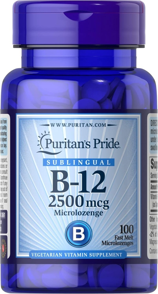 Puritan'ın Gurur B-12 2500 mcg Microlozenges, 100 Kont