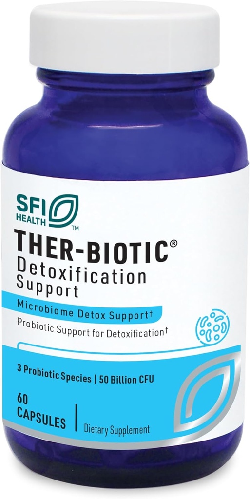 SFI Health Klaire Labs Ther-Biotic Probiyotik Supplement - 50 Milyar CFU Probiyotikleri - Destekler GI Detox, Digestive + Kolon Health - Hipoallergenic Lactobacillus + Bifidobacterium (60 Capsules)