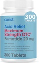Curist Famotidine 20 mg Bulk Pack (300 Kont Tabletler) Kalpburn Yardımı için Asit Reflux Tıp - OTC Maksimum Güçlü Stomach Asit Özellikleri - Enfeksiyon Kalp Yardımı Tabletleri için Anti Asit Relief Tabletleri