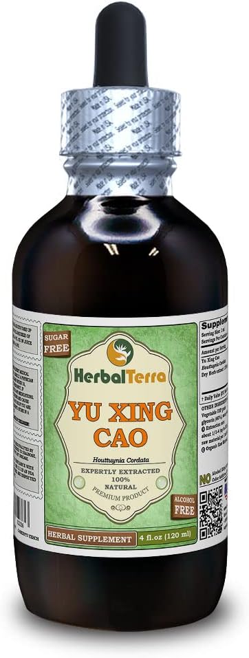 Yu Xing Cao (Houttuynia Cordata) Γλυκερίτης, αποξηραμένο Herb Alcohol-Free Liquid Extract (Όνομα: HerbalTerra, Proudly Made in USA) 4 fl.oz (120 ml)
