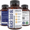 Premium Black Cumin Tohum Yağ Kapsülleri - Virgin Cold Pressed Nigella Sativa Black Tohum Yağ Pills - Immune Support Supplement - Omega 3 6 9 Vitamin E Blackseed for Nails Hair Skin 1000 mg p /Serving