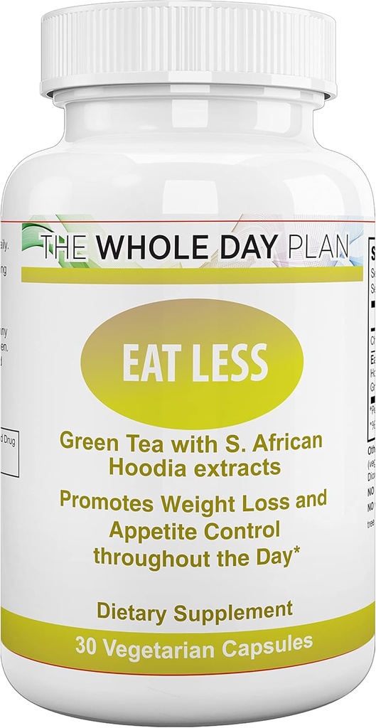 WHOLE GÜN Plan EAT LESS - Kadın ve Erkekler için Kilo Kayıp Pilleri Hızlı çalışır - Appetite Suppressant Fat Yan Supplements, 30 kapsül, ABD'de Yapılan
