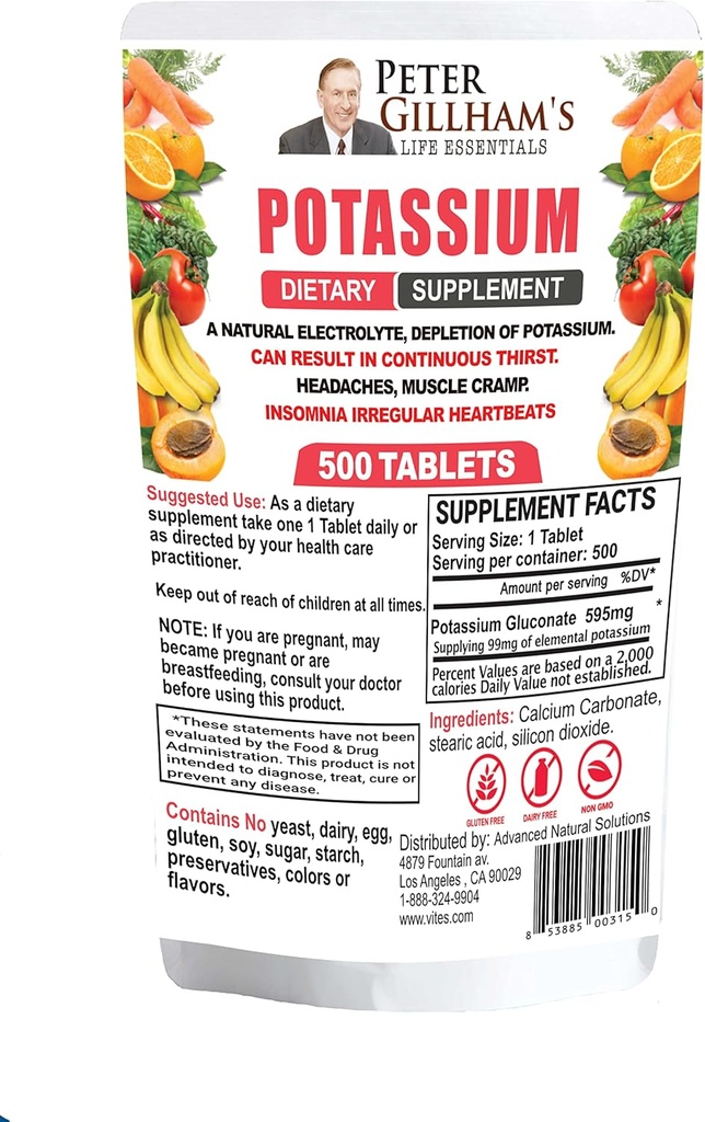Peter Gillham’s Life Essentials Tables 595mg, 500 Tablets, Υποστηρίξτε το Electrolyte Balance, Made in USA (Package May Vary)