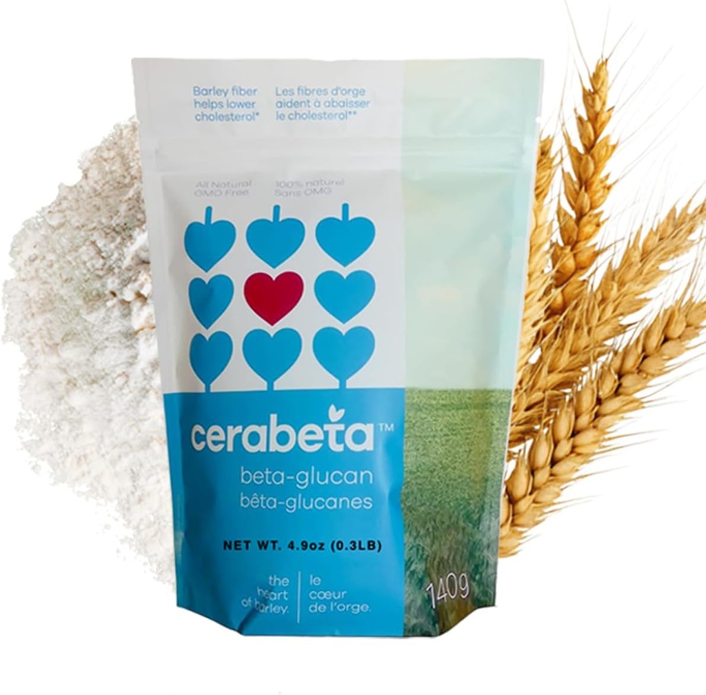 Cerabeta Barley Beta-Glucan Daily Supplement Toz, 4-in-1 Natural Fiber, Single Materials, Sugar-Free, Non-GMO.