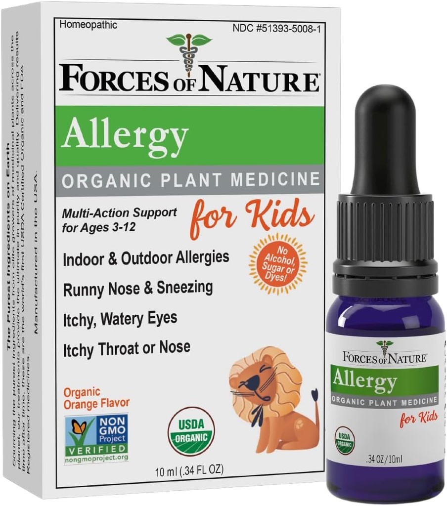 Doğa Çocuk Alerjisi Desteği, Organik Evopatik Tıp, Immune Support & Multi Symptom 3-12, Kapalı ve Açık Tüm enerjiler, Itchy Gözler, Runny Nose, Sinus Baskı, Non Drowsy