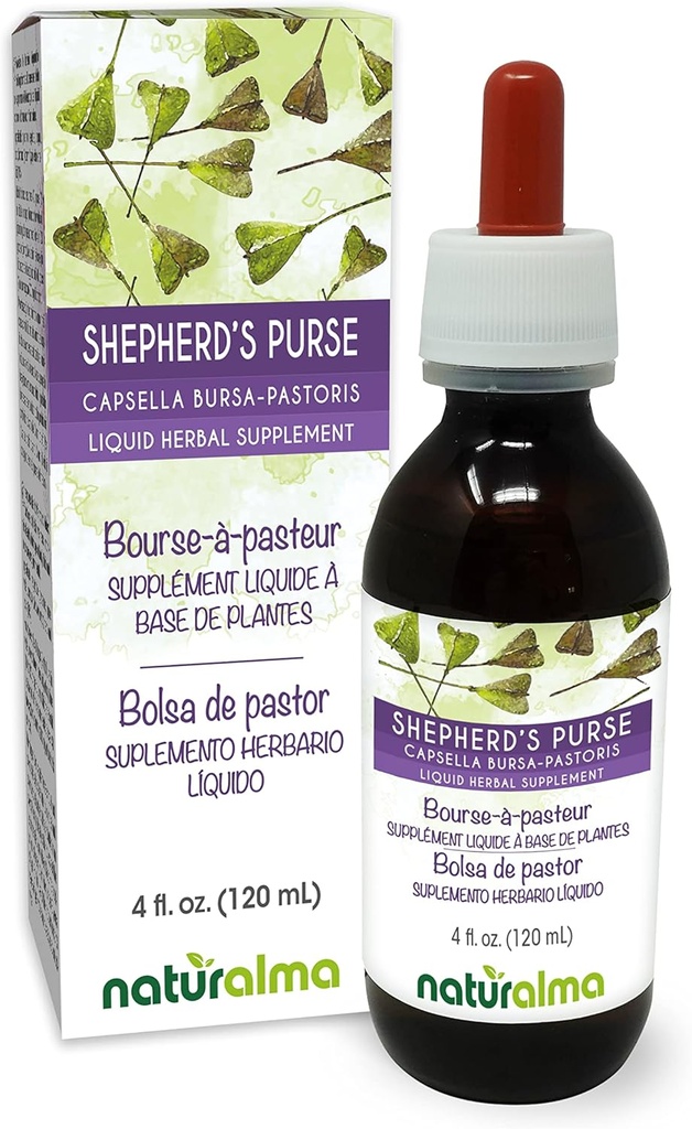 Naturalma Shepherd's Purse (Capsella Bursa-pastoris) herb Alkol Özgür Tincture - 4 fl oz Sıvı Ekstraksiyon - Herbal Supplement - Vegan