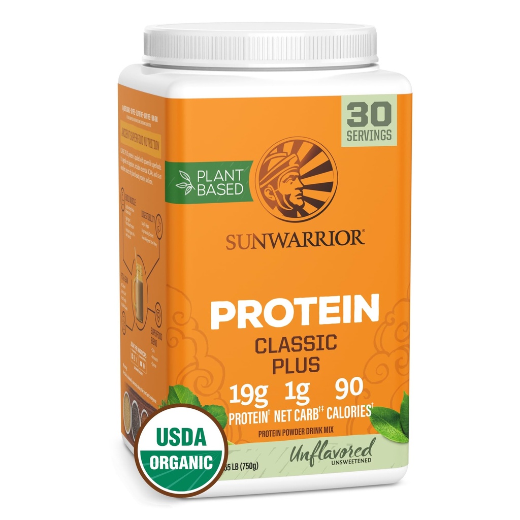 Vegan Organik Protein Toz Bitki bazlı | 5 Superfood Quinoa Chia Tohum Soy Ücretsiz Süt Ücretsiz Gluten Ücretsiz S Sentetik Ücretsiz NON-GMO | Unflavored 30 Hizmetler | Classic Plus by Sunwarrior