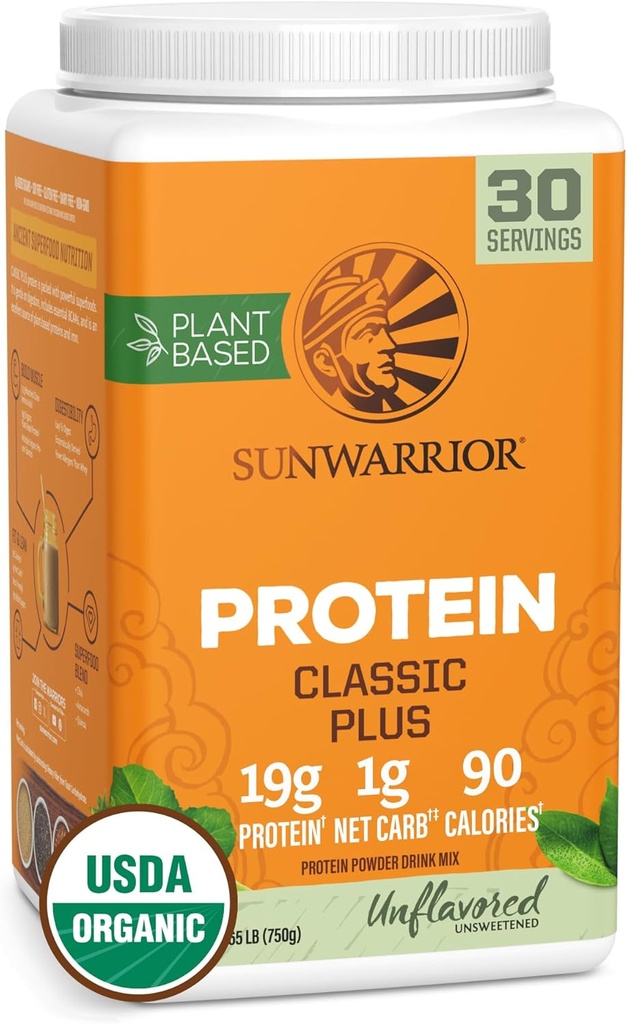 Vegan Organik Protein Toz Bitki bazlı | 5 Superfood Quinoa Chia Tohum Soy Ücretsiz Süt Ücretsiz Gluten Ücretsiz S Sentetik Ücretsiz NON-GMO | Unflavored 30 Hizmetler | Classic Plus by Sunwarrior