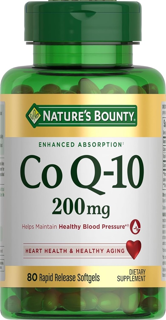 Nature's Bounty CoQ10, Supports Heart Health, Dietary Supplement, 200 mg, 80 Hızlı Yayın Softgels