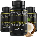 (3 Pack) Smarter Energy Pills, 200 mg Caffeine & Coconut MCT Maca Root ile petrol, 150 sıvı Softgels