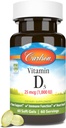 Carlson - Vitamin D3, 1000 IU (25 mcg), Bone Health, Muscle Health, Cholecalciferol, D Supplements, D3 Soft Gels, 60 Softgels